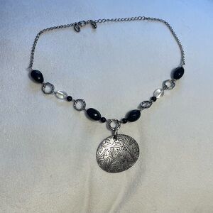 Lia Sophia Elegant Silver and Black Pendant Necklace